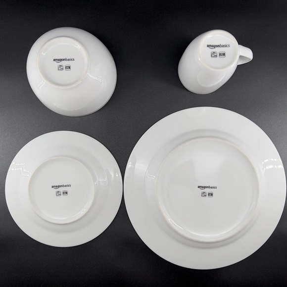 Amazon 16-Piece Cafe Stripe DinnerWare Set, Service for 4, Grey - Picture 2 of 4
